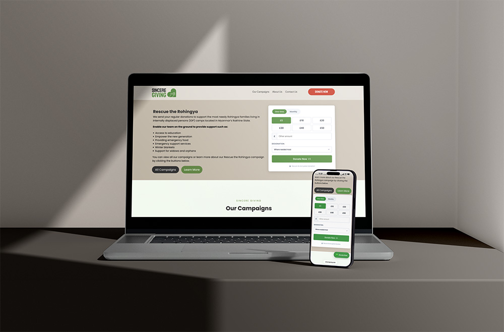 Charity website built with Donate Positive